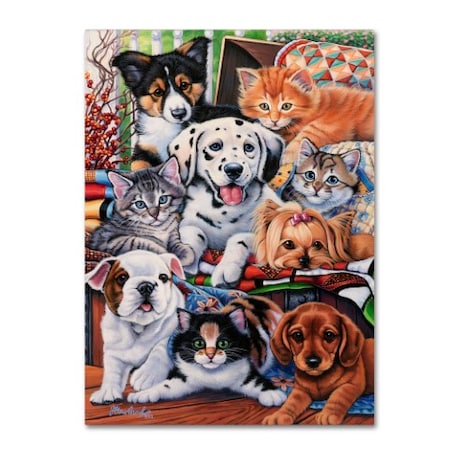 Jenny Newland 'Country Pups And Kittens II' Canvas Art,35x47